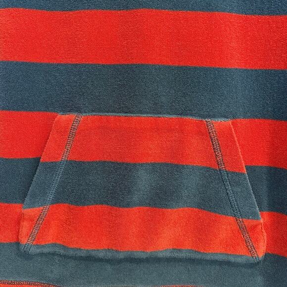 Mini Boden Size 7 - 8 Red and Blue Striped Terry Pullover Hoodie - Picture 3 of 4